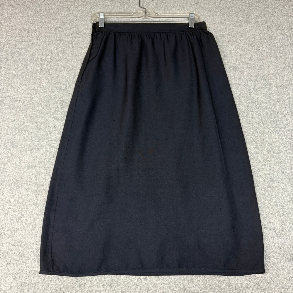 Emanuel Ungaro Parallele Paris Silk Wrap Skirt IT 44 US 8 Navy Blue Vintage Ital - Picture 8 of 11
